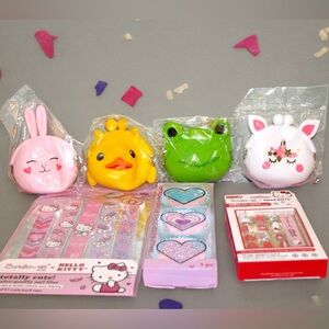 Adorable Hello Kitty Beauty Tools and Cartoon Animal Coin Purses Bundle